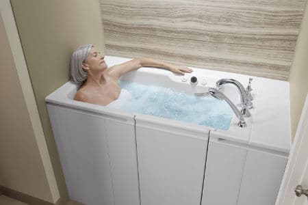Kohler Walk-In Baths have a variety of comfort features like relaxing jets