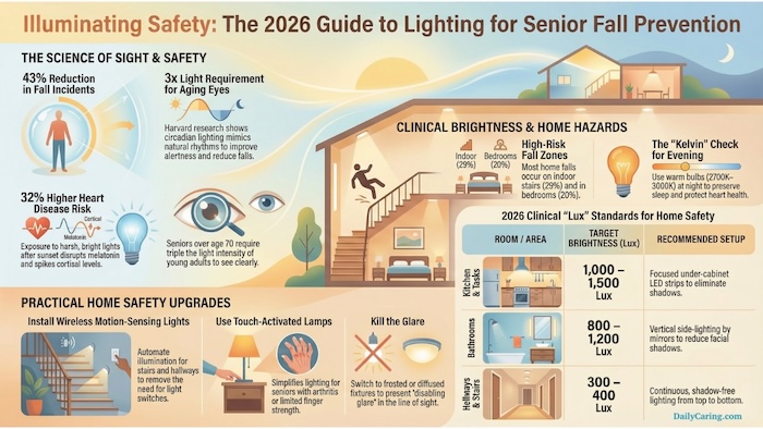 Appropriate lighting in the home can reduce fall risk for seniors.