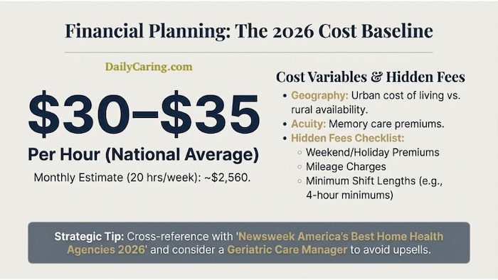 Average cost of caregivers in the USA by the hour.