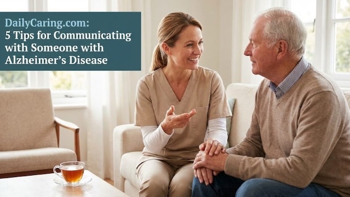 Essential tips for communicating with someone who has Alzheimer's Disease.