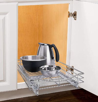 Reduce the time elderly need to spend bent over looking for kitchen supplies with these pull out shelves