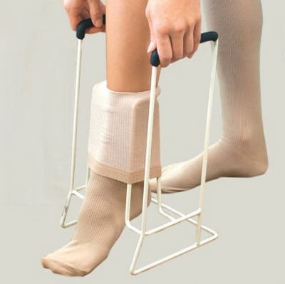 A compression sock aid makes it possible to get those tight socks on