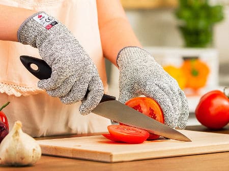 No cut gloves are a kitchen essential that keeps elderly safe from cuts while preparing food