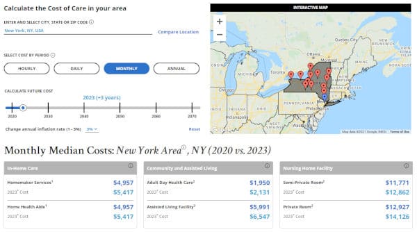 2020 vs 2023 New York care costs