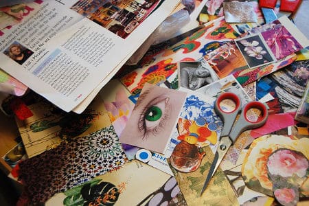 Cutting pictures from magazines is a great activity for someone with dementia