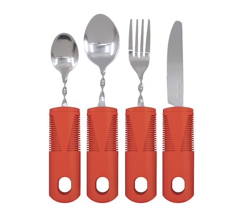 Equate adaptive eating utensils make it easier for people with dementia to eat.