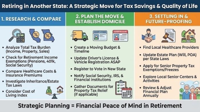 Retiring in another state for tax relief.