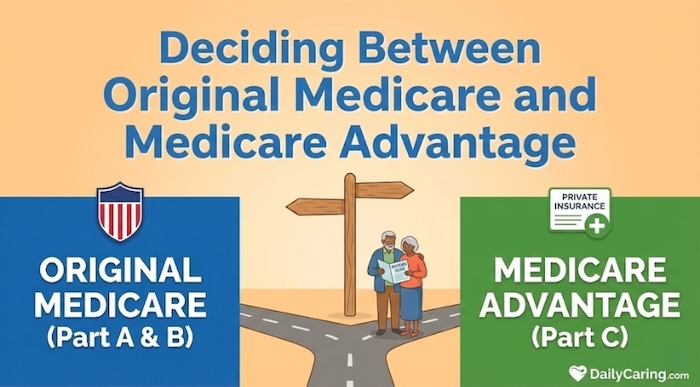 Choosing between medicare and medicare advantage plans.
