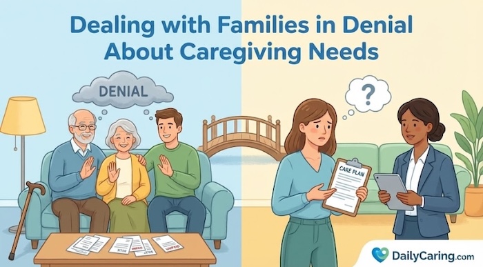 Dealing with families in denial about caregiving needs.