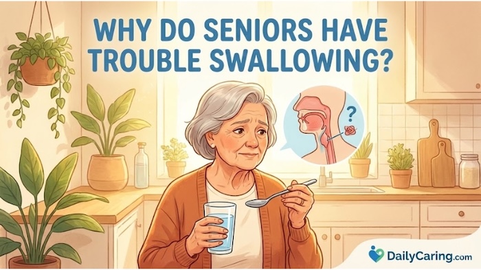 Why do seniors have trouble swallowing?