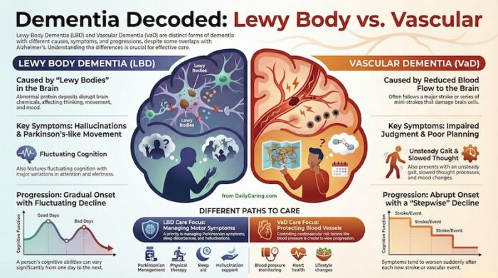 Lewy body dementia vs Vascular dementia.