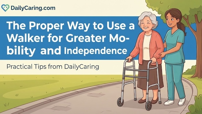 The proper way for aging adults to use a walker.