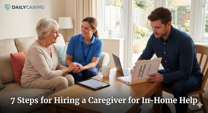 7 steps for hiring a caregiver for aging adults.