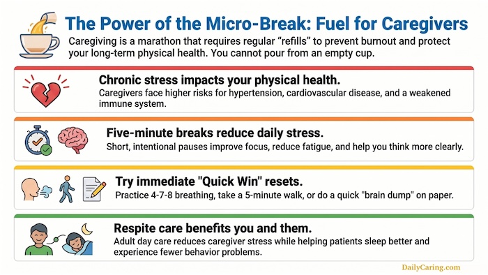 Caregivers need breaks throughout the day.