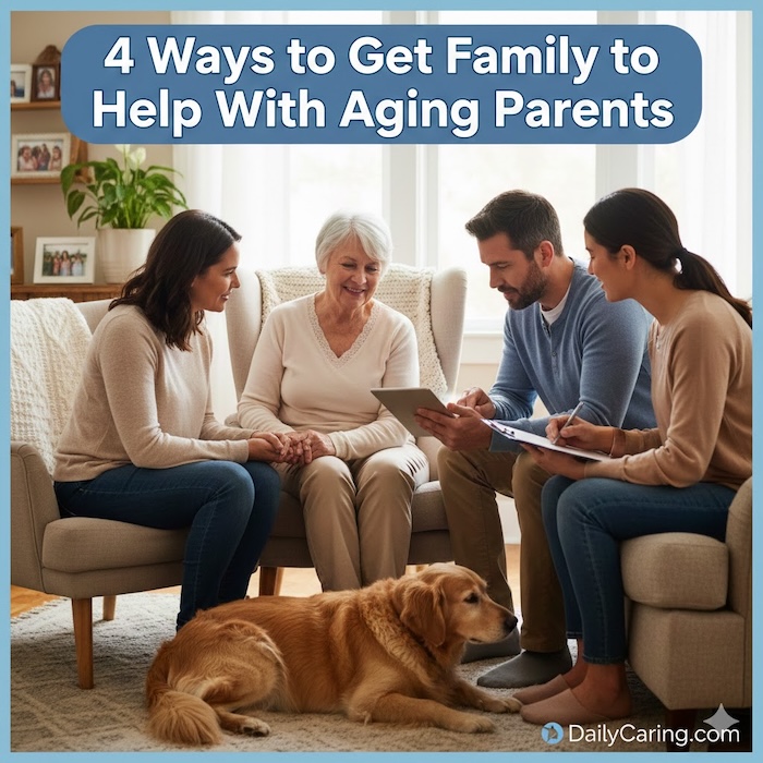 Here's how to get other family members to help out with aging parents.