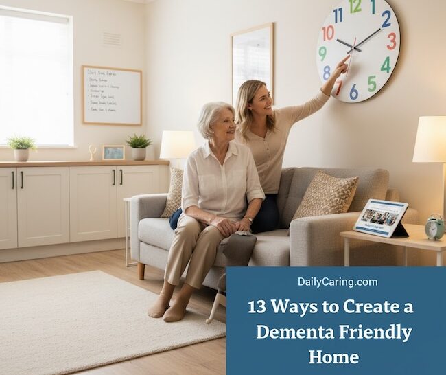 13 strategies for creating a dementia friendly home that provides comfort and safety to your loved one.