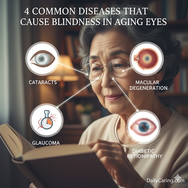 List of common diseases that cause blindness in aging adults