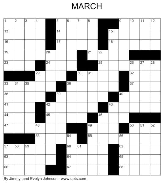 Get free large-print printable crossword puzzles for seniors