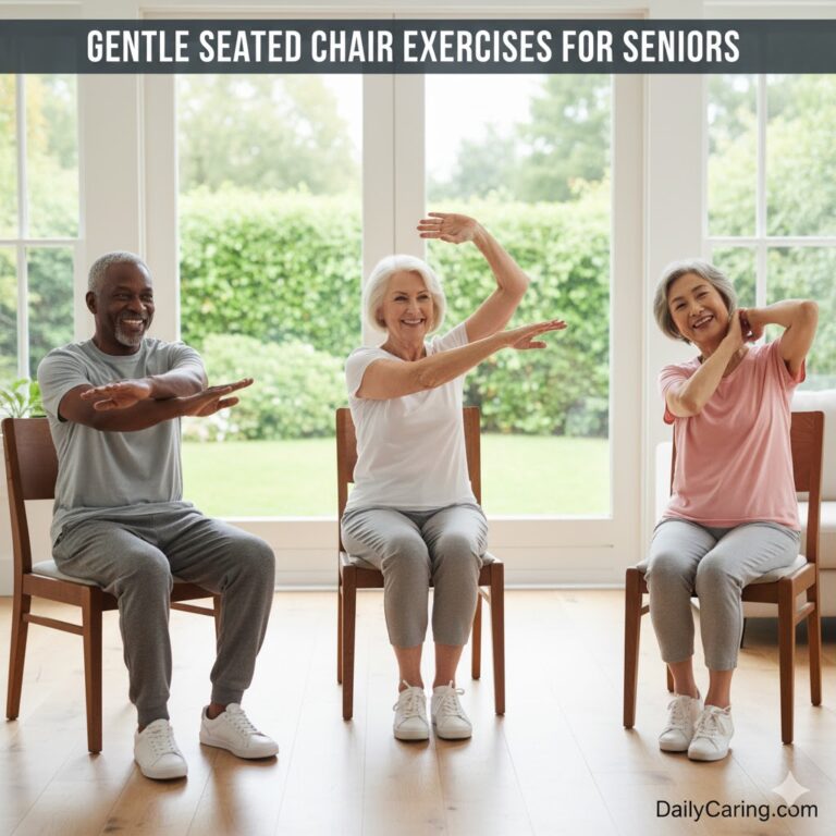Seated chair exercises for seniors can improve strength and balance.