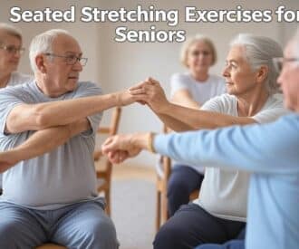 Seated stretching exercises for seniors are a great way to get in shape with low impact movements!