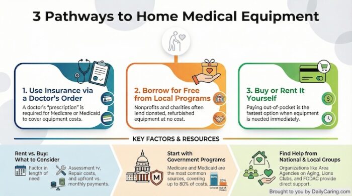 3 pathways to accessing home medical equipment for aging adults.