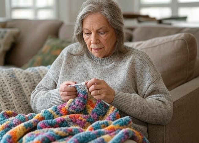 Knitting or Crocheting is a great way to keep the hands busy if ya person has dementia