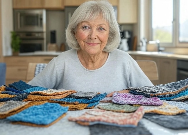 Activities for people with dementia - Playing with a box of fabrics