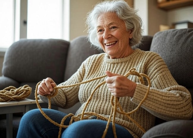 Tying knots with rope is a great activity for seniors with dementia