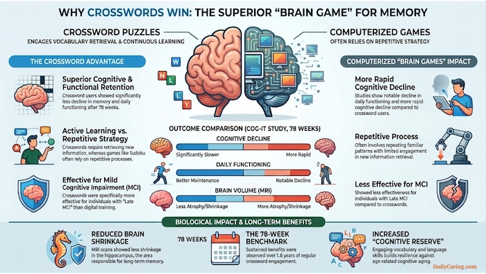 Crossword puzzles are great for brain health in aging adults.