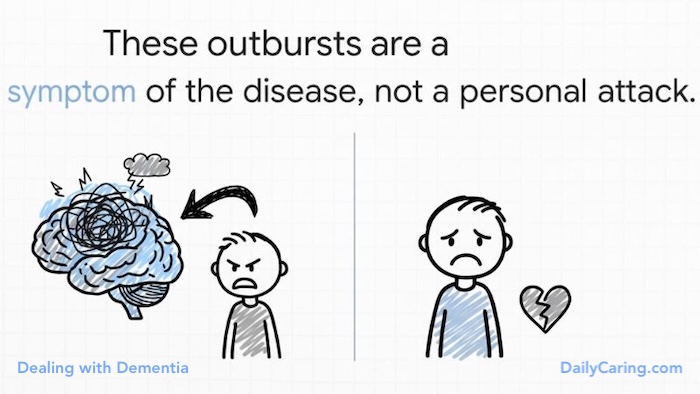 How to deal with dementia outbursts while caregiving.