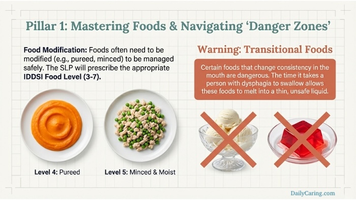 How to manage certain foods when it comes to dysphagia.