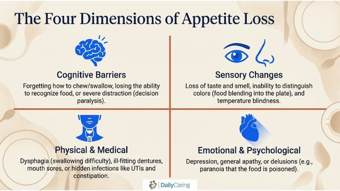 Reasons for appetite loss in people with dementia.