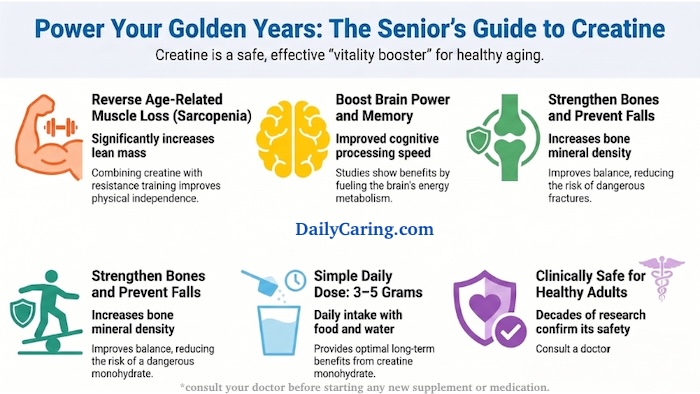 Creatine use in older adults - An infographic.