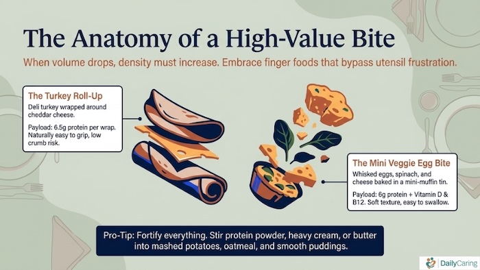 High protein finder foods to help stimulate the appetite for seniors with dementia.