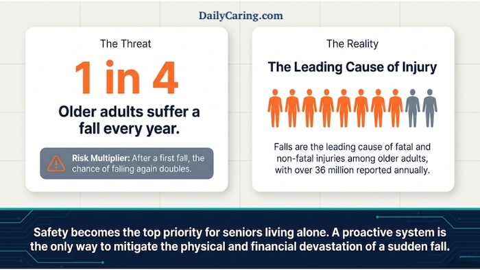 A chart showing that 1 in 4 older adults suffer a fall each year.
