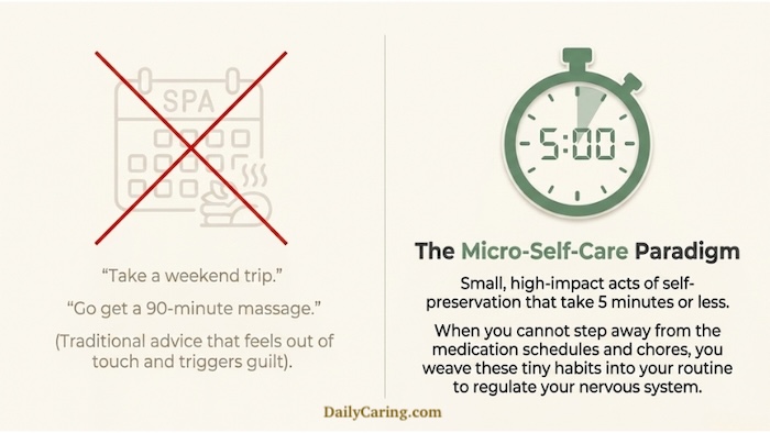 The caregiver reality is that micro self-care strategies might be the only way to prevent caregiver burnout.